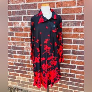 Red/Black Asymmetrical Neck Tunic